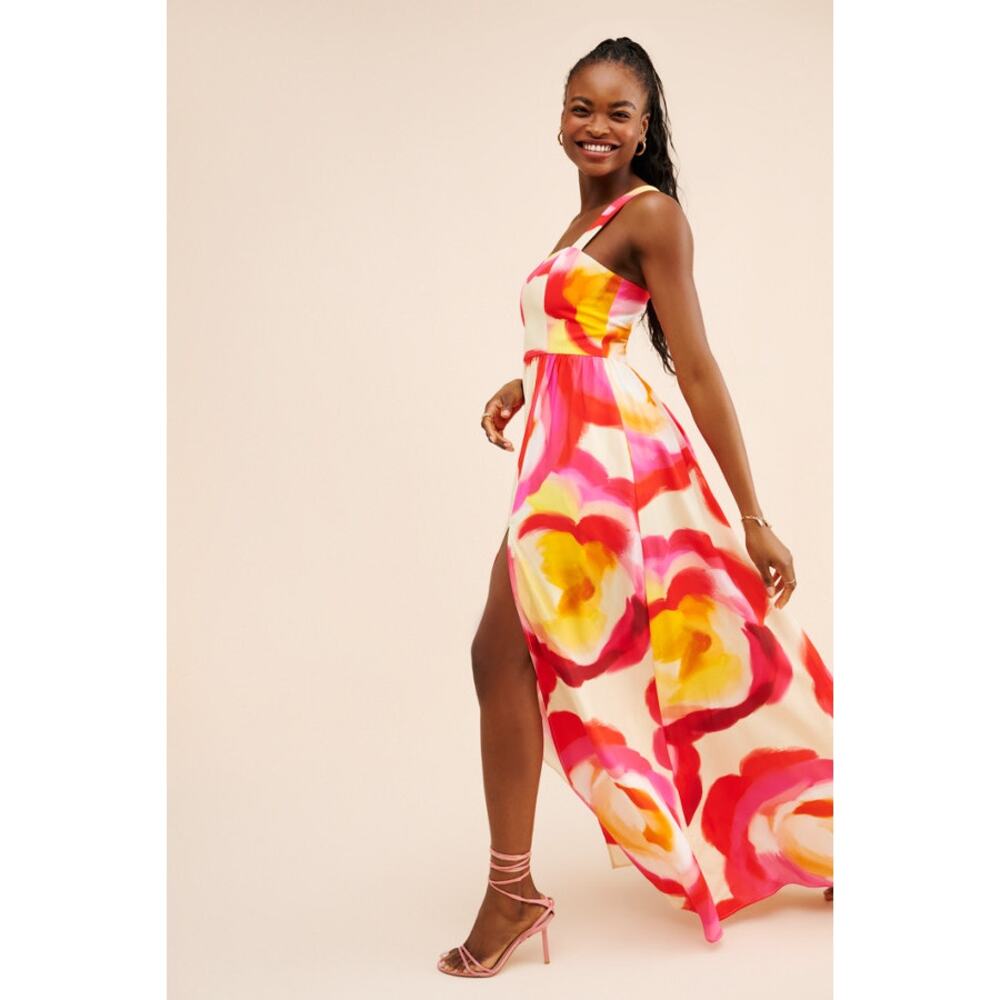 Amanda Uprichard Florence Floral Abstract Maxi Dress Size S - Picture 4 of 9